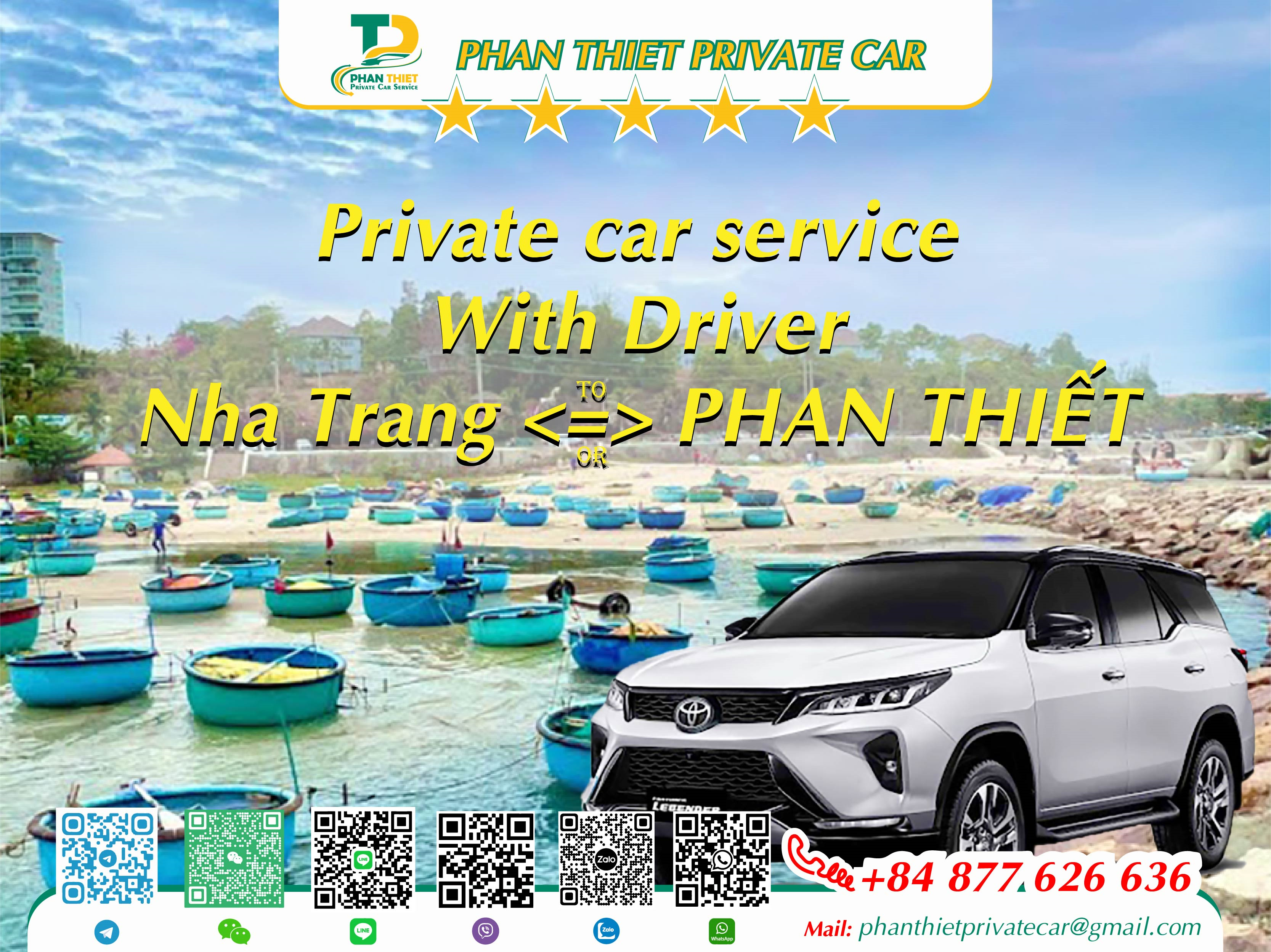 Car rental Nha Trang <=> Phan Thiet (private car with driver)